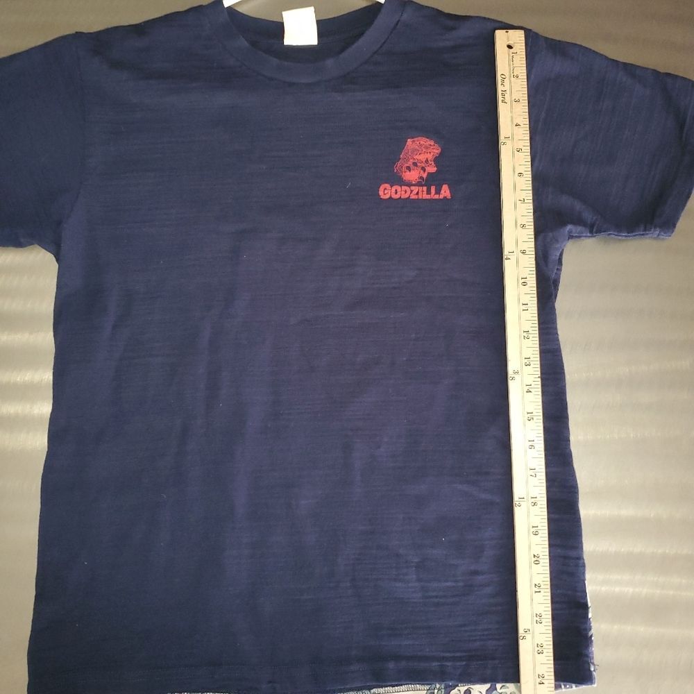Godzilla Kanagawa Wave Shirt Blue Japanese Ukiyo E Wave Toho Co Gojira Large - Picture 10 of 10
